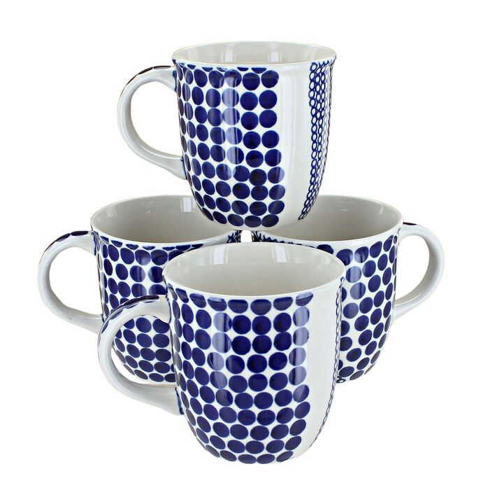 Blue Rose Polish Pottery Evergreen 4 Piece Mug Set