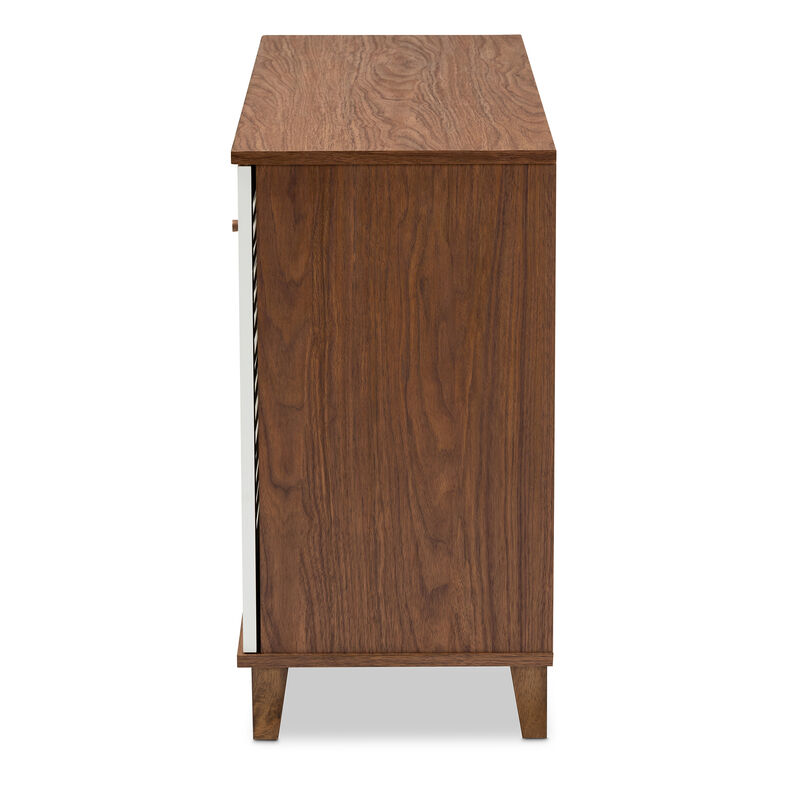 Baxton Studio Coolidge Modern and Contemporary Walnut Finished 8-Shelf Wood Shoe Storage Cabinet