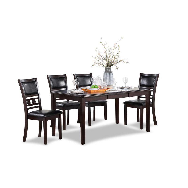 New Classic Furniture Gia 6 Pc Dining Table, 4 Chairs & Bench -Ebony