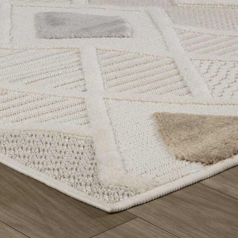 Abstract Geometric Modern Cream Beige Indoor Area Rug