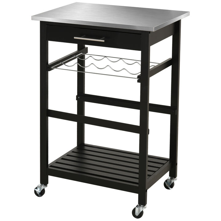 Room Essential Portable Stainless Steel Top Kitchen Cart w/ Storage Drawer