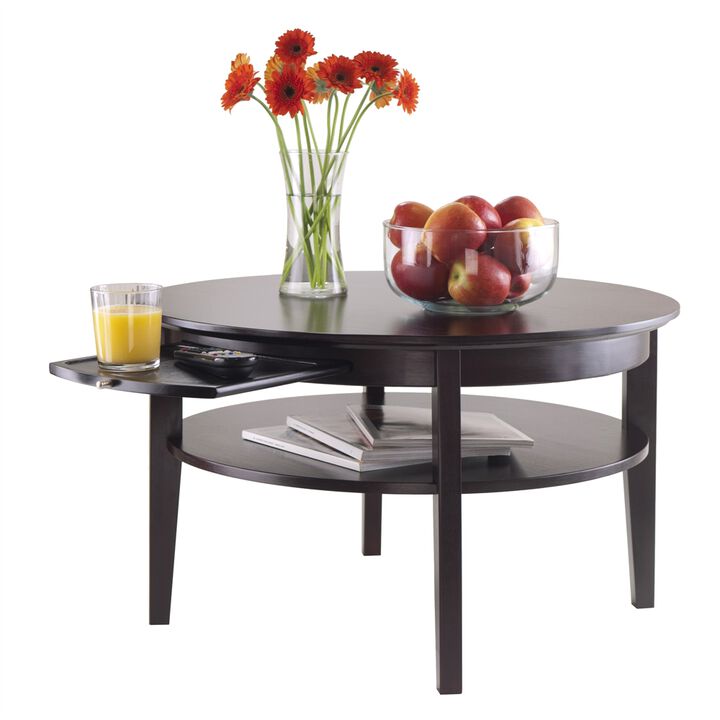 Amelia Round Coffee Table with Pull out Tray