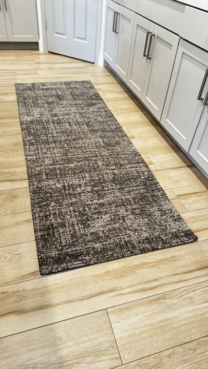 Kybeledecor Washable Easy Clean Non-Slip Pet and Child Friendly Modern for Living Room,Kitchen,Game Room,Bedroom,Hallway Area Rug Darkness Gray (2'5"x7'1")