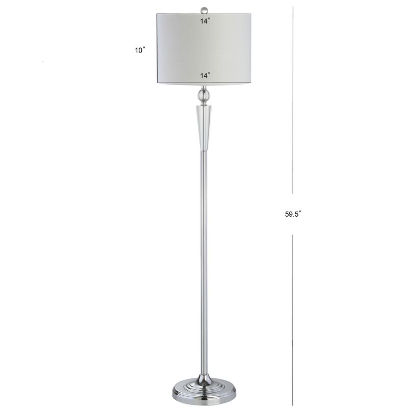 Reese 59.5" Crystal LED Floor Lamp, Clear/Chrome