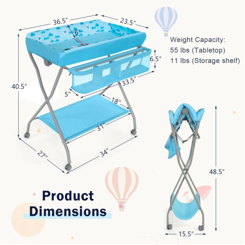 Hivvago Baby Changing Table with Safety Belt and 4-side Defence