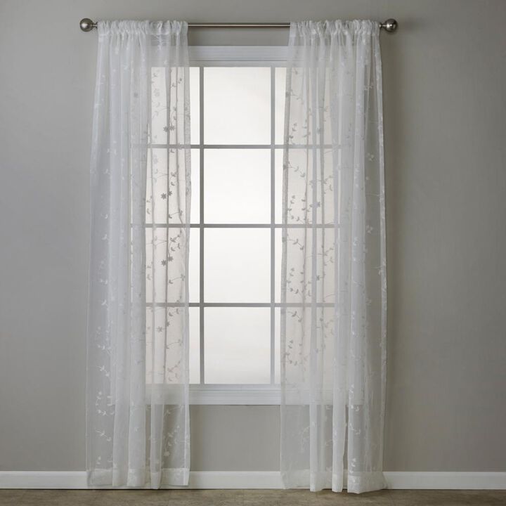 SKL Home By Saturday Knight Ltd Whispering Winds Window Curtain Panel - 52X63", White