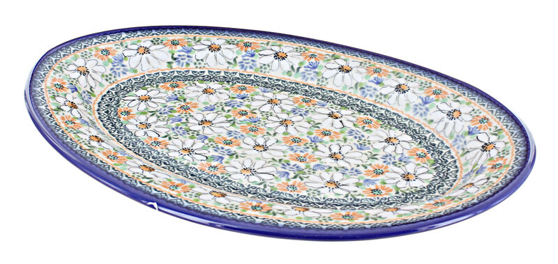 Blue Rose Polish Pottery Clover Fields Oval Platter