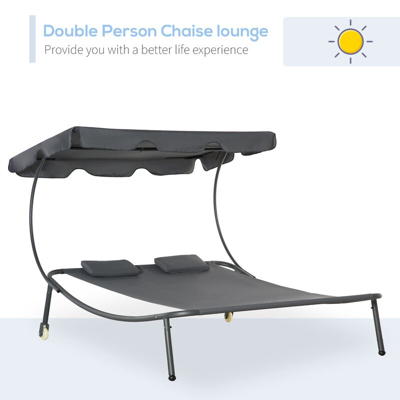 Adjustable Sun Bed: Wheeled Chaise Lounge with Canopy