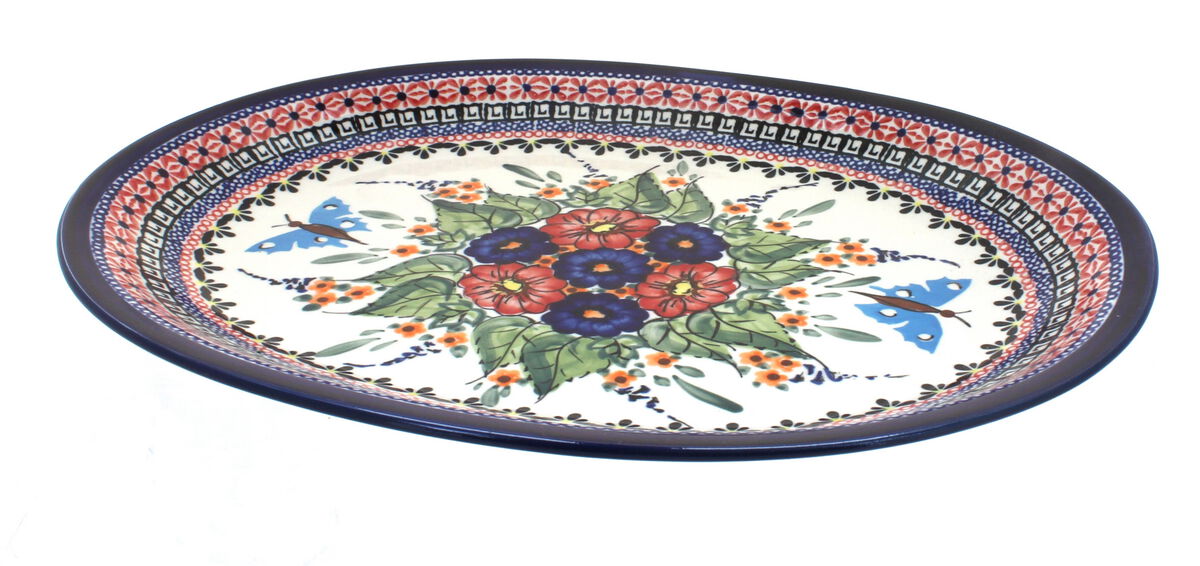 Blue Rose Polish Pottery Winter Nights Large Serving Platter