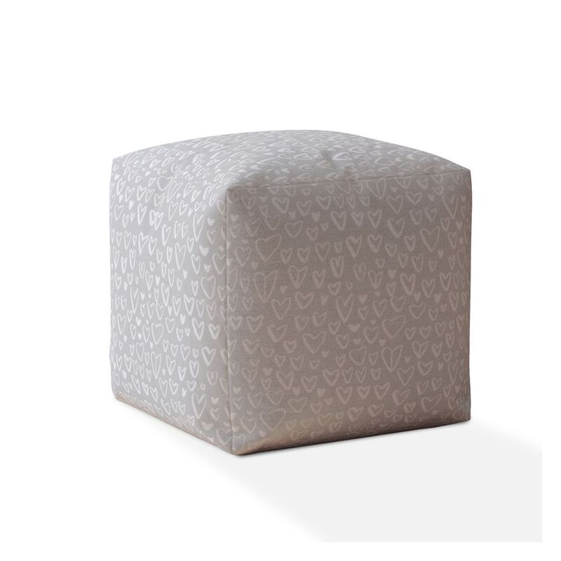 Homezia 17" Grey Cotton Abstract Ottoman