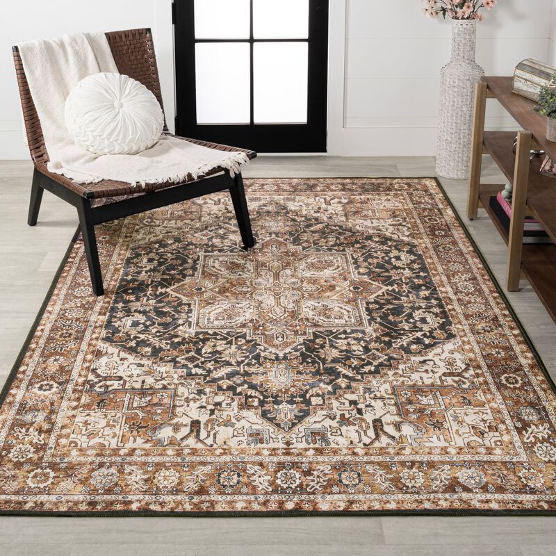 Chapell Chenille Mid-Century Medallion Machine-Washable Area Rug