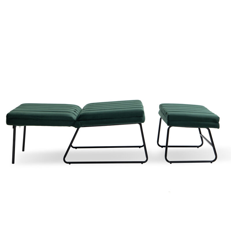 Green Modern Lazy Lounge Chair, Contemporary Single Leisure Upholstered Sofa Chair Set