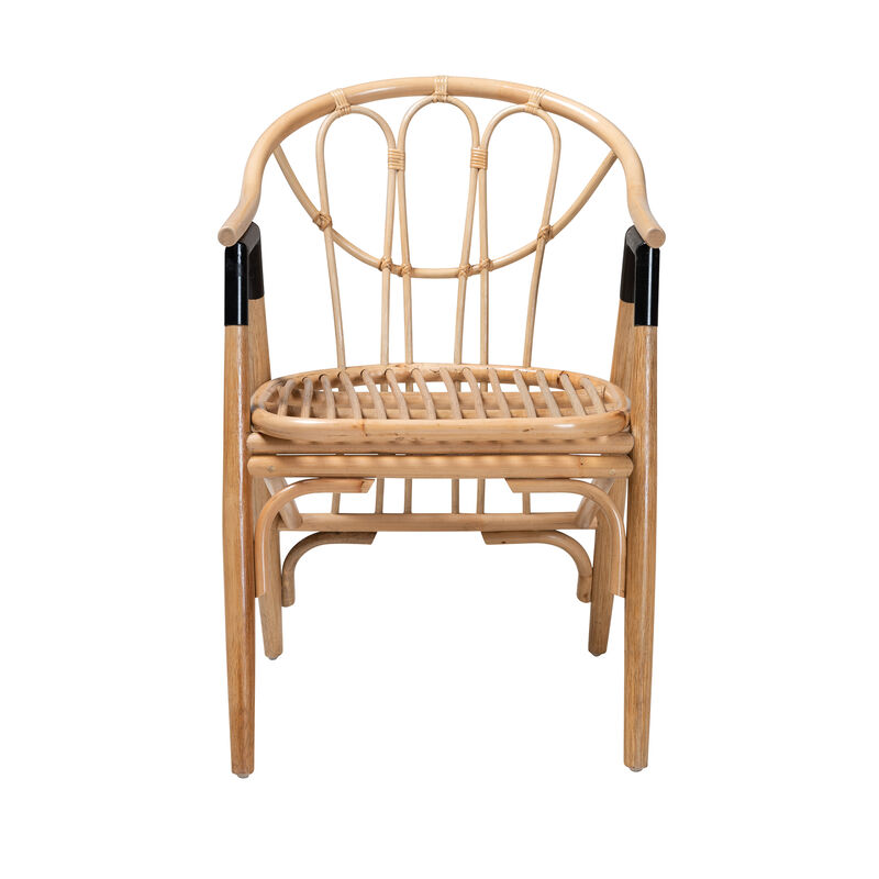 bali & pari Cyntia Modern Bohemian Natural Brown Rattan Dining Chair