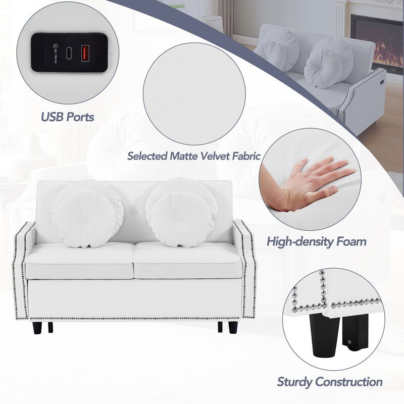 Merax Adjustable Sofa Bed with  Two USB Ports