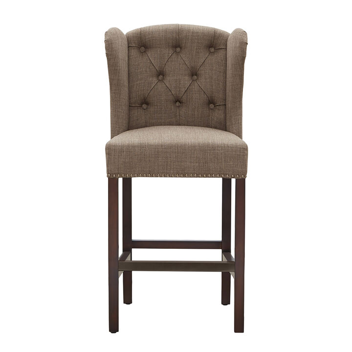 Gracie Mills Lynna Exaggerated Wing Tufted Counter Stool
