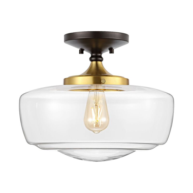 Marfa Glass/Iron Farmhouse Modern LED Flush Mount