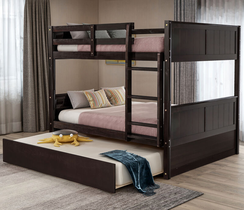 Merax Modern Solid Bunk Bed with Trundle