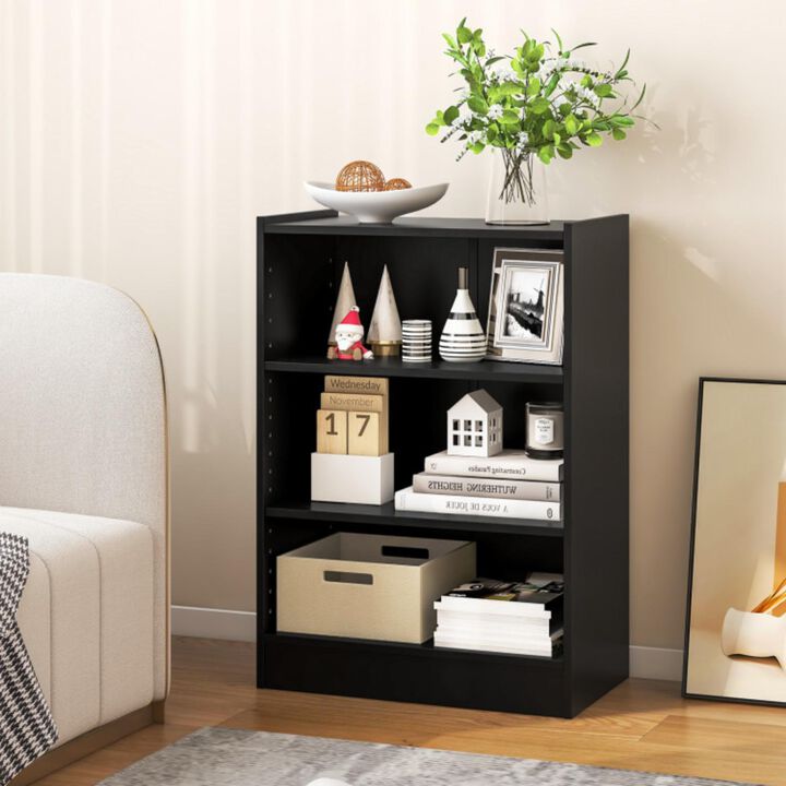 Hivvago 3-Tier Bookcase Open Display Rack Cabinet with Adjustable Shelves