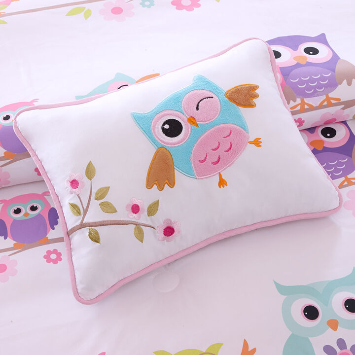 Gracie Mills Cressida Whimsical Owl Comforter Set with Bed Sheets for Kids