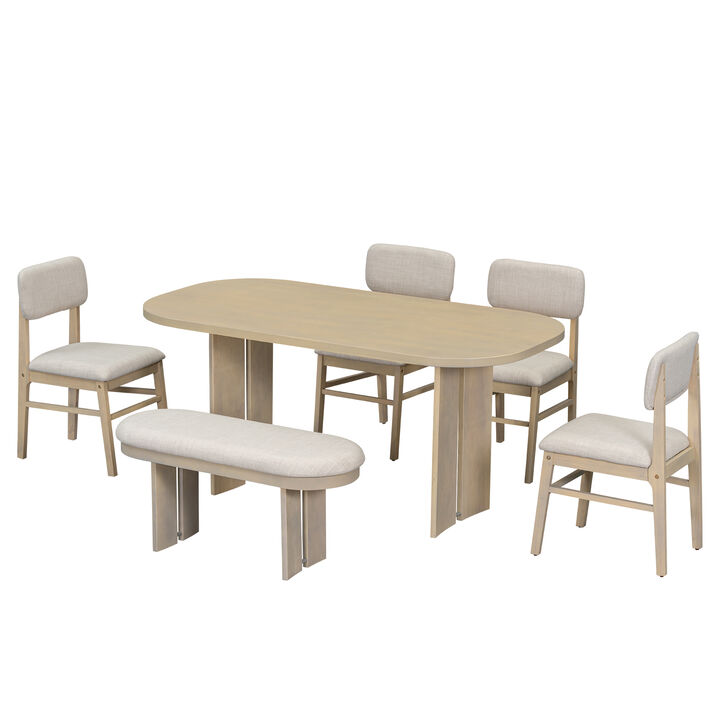 Merax Modern Farmhouse Dining Table Chairs Set