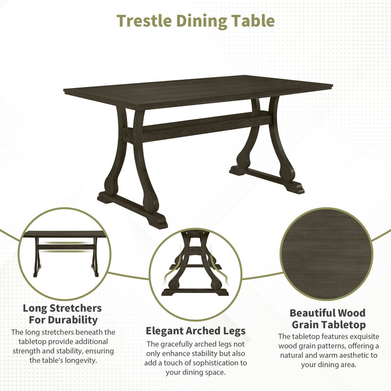 Merax Retro Table with Chairs and Bench Dining Set