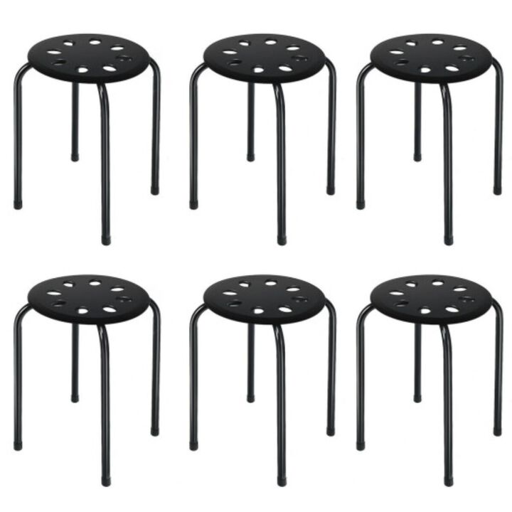Set of 6 Portable Plastic Stack Stools With Metal Frame