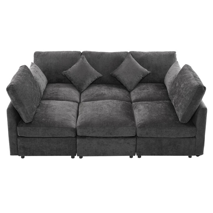 Merax Sectional Sofa Modular Sofa U-shaped Sofa Couch Sofa Bed L-shaped Sofa with a Movable Ottoman