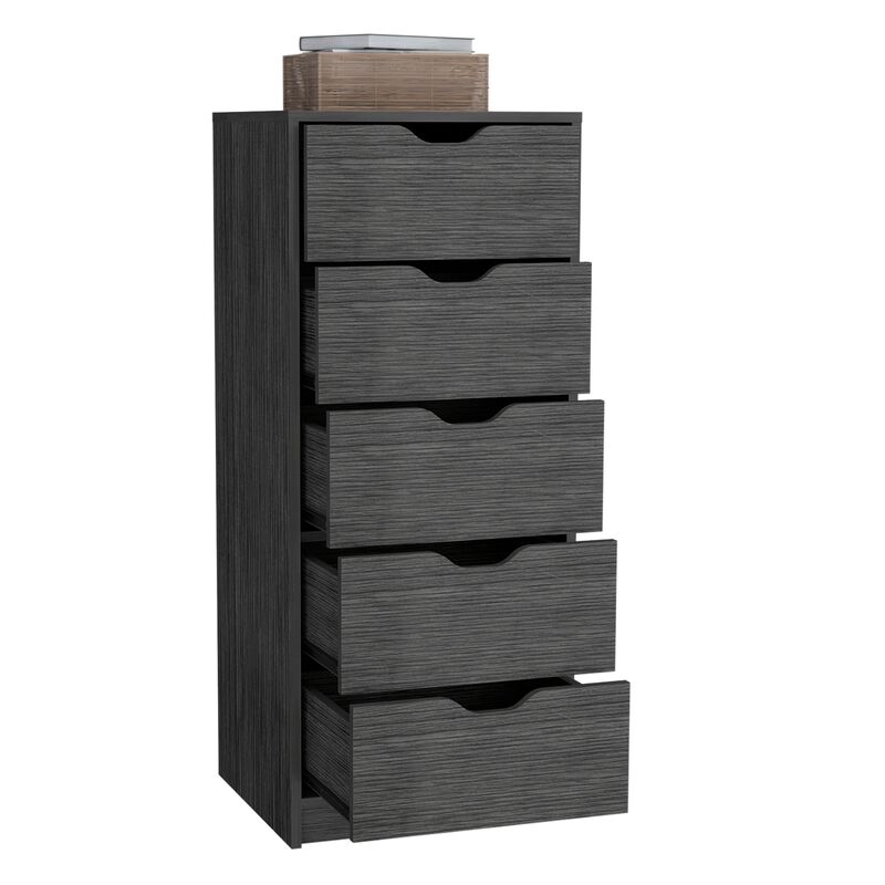 Basilea 5 Drawers Tall Dresser, Pull Out System -Smokey Oak