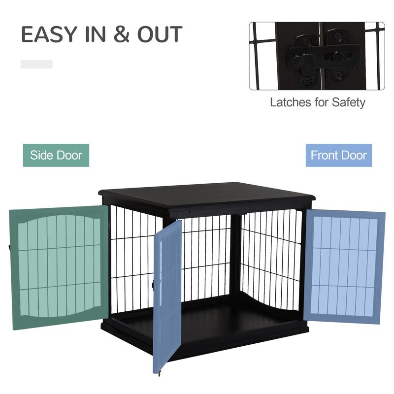 Stylish Black Dog Den: Modern Wooden Crate with Double Doors