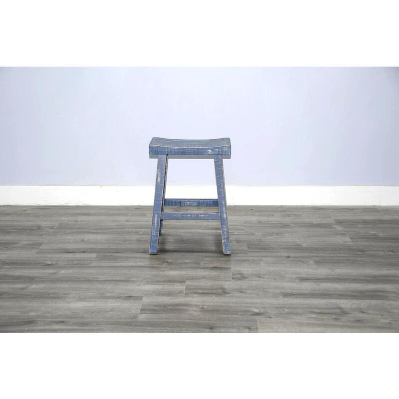 Sunny Designs Ocean Blue Counter Saddle Seat Stool, Wood Seat