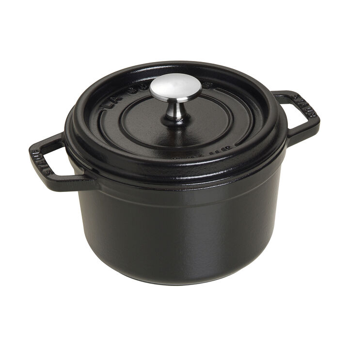 Staub Cast Iron 1.25-qt Round Cocotte - Matte Black