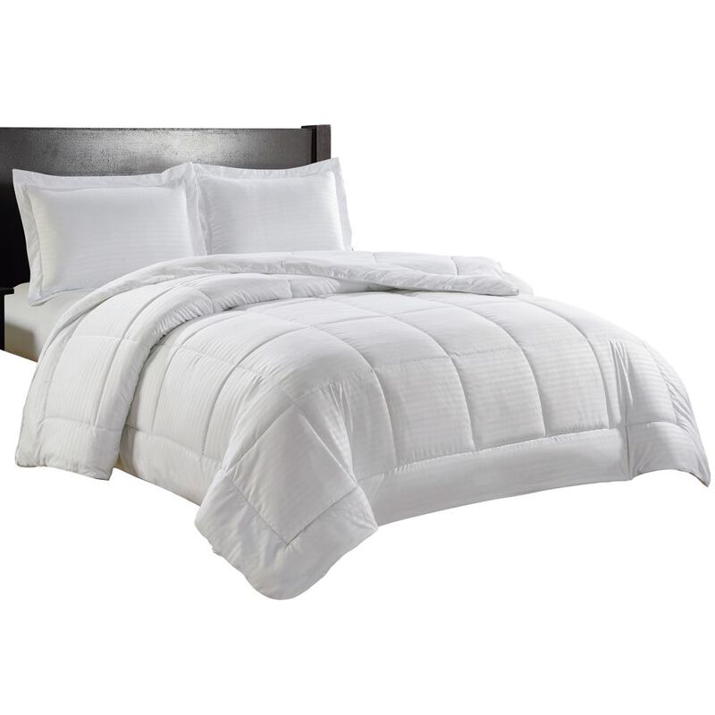 Plazatex Luxurious Soft Bedding 3 Piece Mini Elegant Comforter Set Designed for Stylish and Cozy Bedroom Decor Queen White