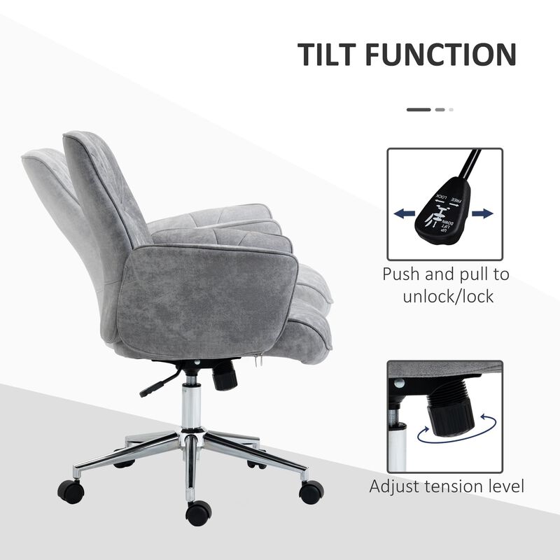 Grey Contemporary Seating: Mid-Back Movable Home Workstation Chair