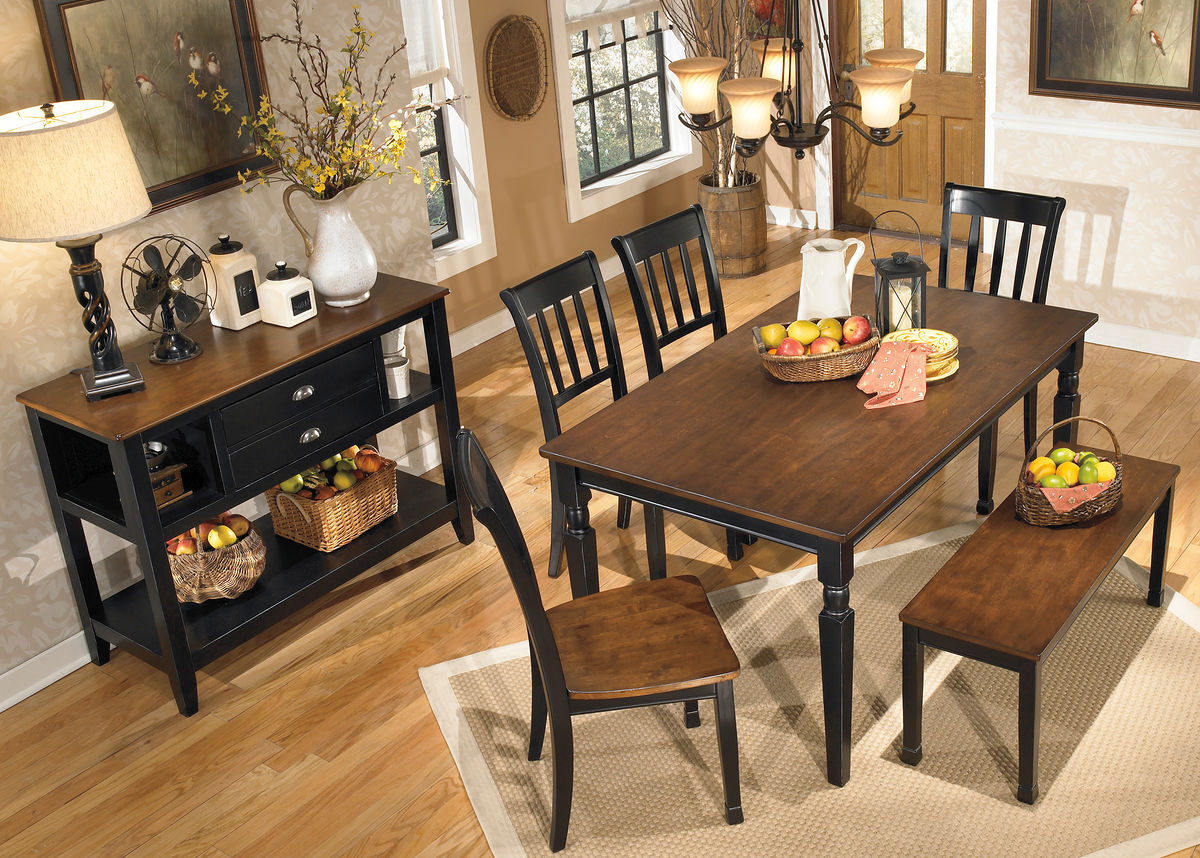 owingsville dining table and 4 chairs and bench