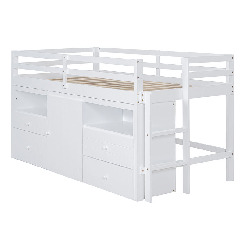 Merax Loft Bed with 4 Drawers