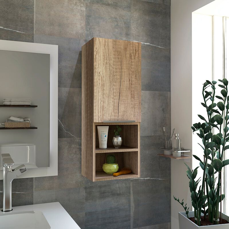 Mila Medicine Cabinet, Two Interior  Shelves, Two External Shelves, Single Door Cabinet -Smokey Oak