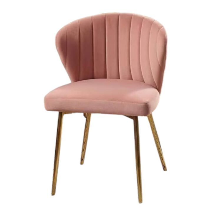 Hivvago Velvet Upholstered Wingback Accent Side Chair w/ Gold Metal Legs