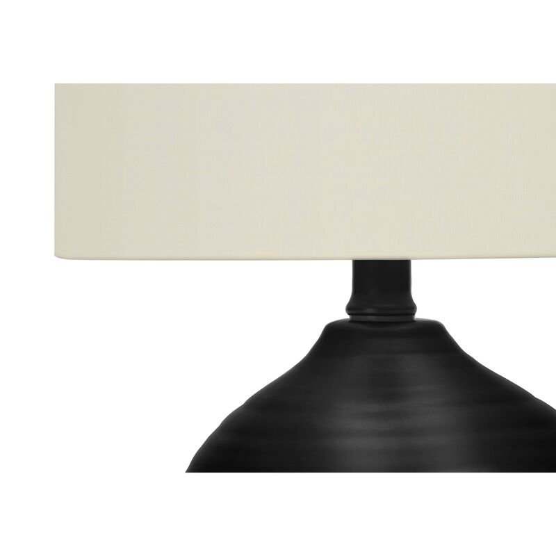 Monarch Specialties I 9739 - Lighting, 17"H, Table Lamp, Black Ceramic, Ivory / Cream Shade, Transitional