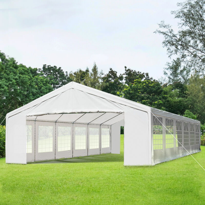 Outsunny 20' x 40' Heavy Duty Party Tent & Carport with Removable Sidewalls and Double Doors, Large Canopy Tent, Sun Shade Shelter, for Parties, Wedding, Outdoor Events, BBQ, White