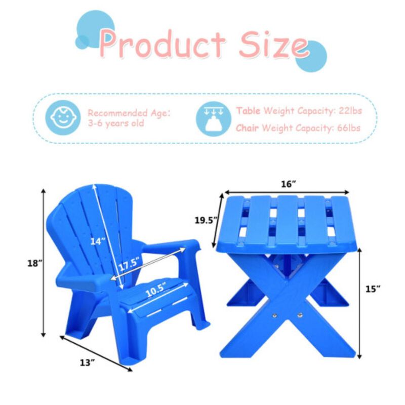3-Piece Plastic Children Play Table Chair Set