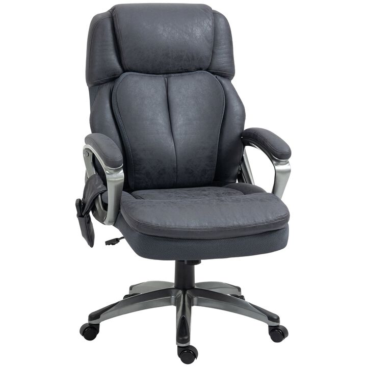 Charcoal Gray Big and Tall Office Chair: Reliable Vibration Massage Swivel PU Leather High Back Chair with Adjustable Height, Supports up to 400 lbs