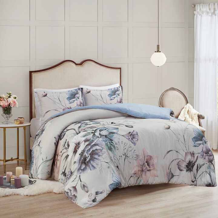 Gracie Mills Kyrie 3-Piece Cotton Printed Duvet Cover Set