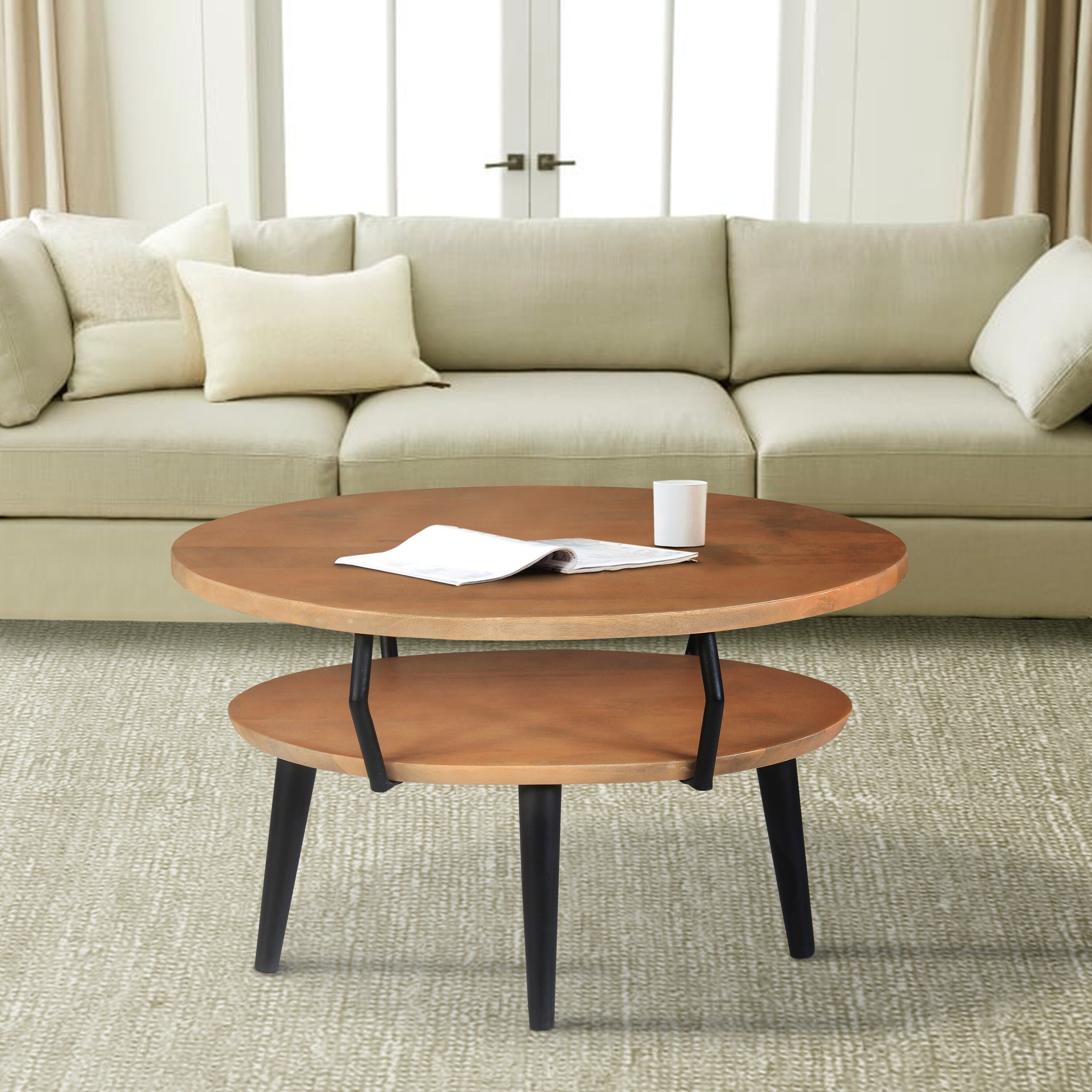 benzara mango wood coffee table