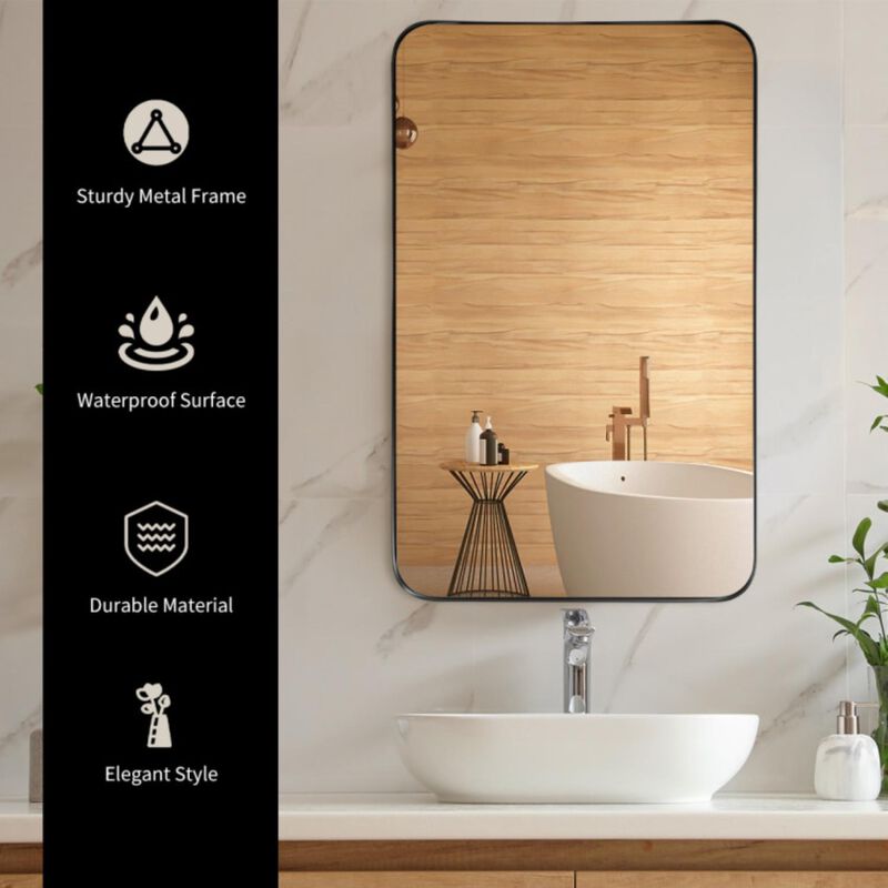 Metal Frame Wall-Mounted Rectangle Mirror