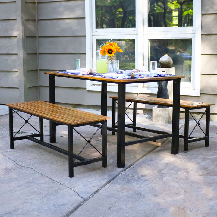 Sunnydaze 3-Piece European Chestnut Patio Dining Set