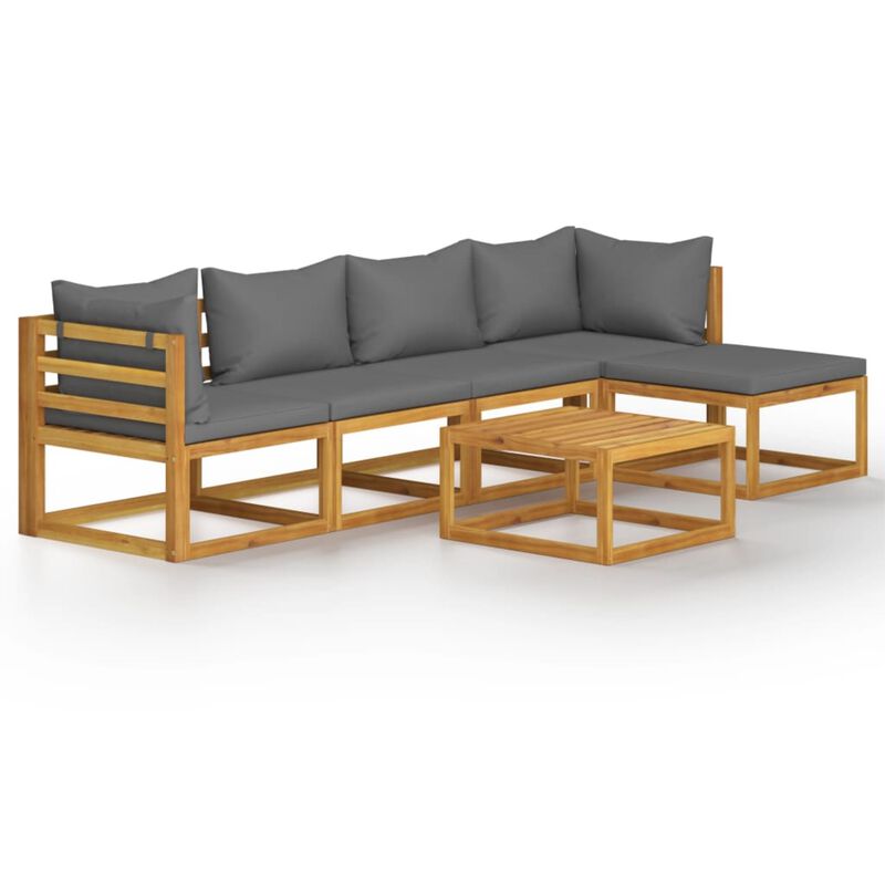 vidaXL 6 Piece Garden Lounge Set with Cushion Solid Acacia Wood