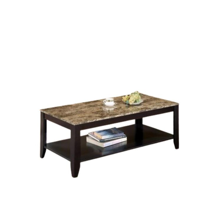 Flores 3-piece Occasional Table Set with Shelf Cappuccino