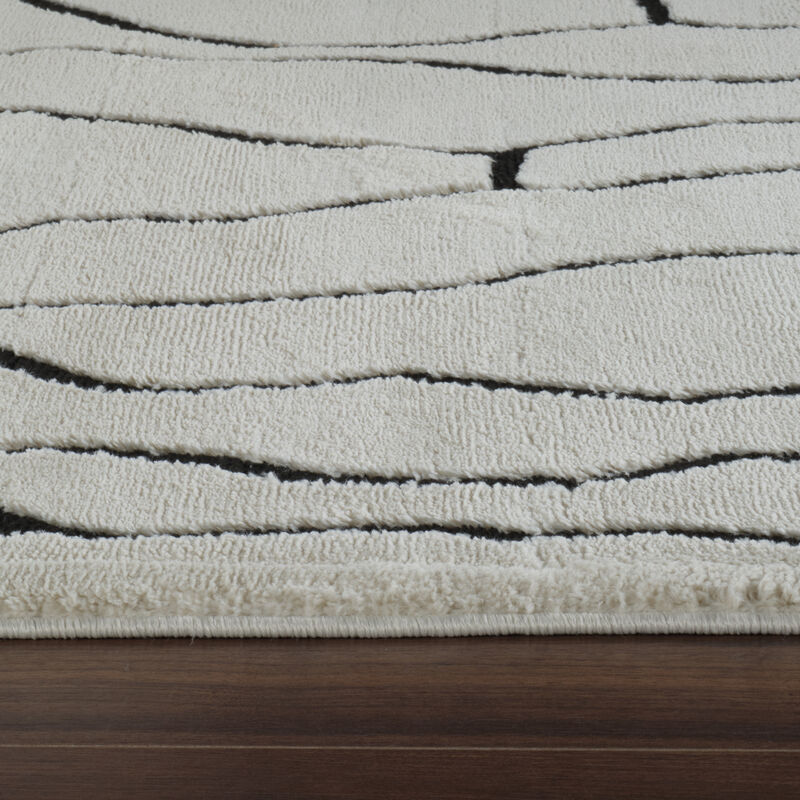 Domus Abstract Modern Cream Black Indoor Area Rug