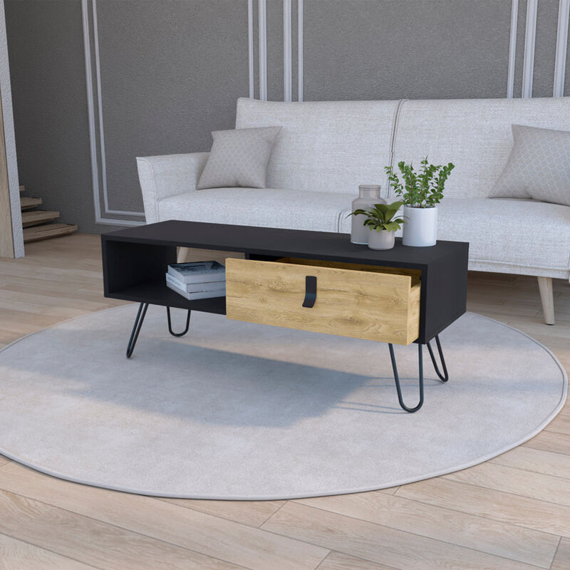 Coffee Table Magness, Living Room, Black / Macadamia