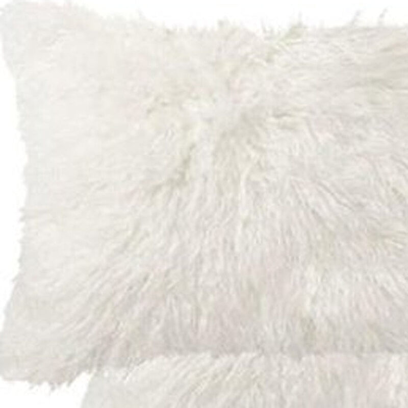 Homezia Off White Faux Fur Solid Color Throw Pillow